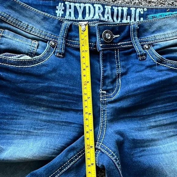 Y2K Hydraulic Bailey Jeans Womens 10 Blue Low Rise Babydoll Embroidered Denim - Picture 6 of 7